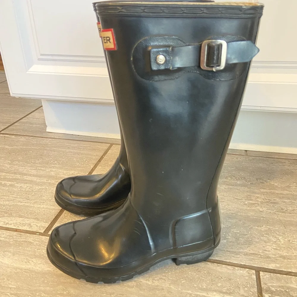 Hunter Classic Black Waterproof rain Boots girls size 1
